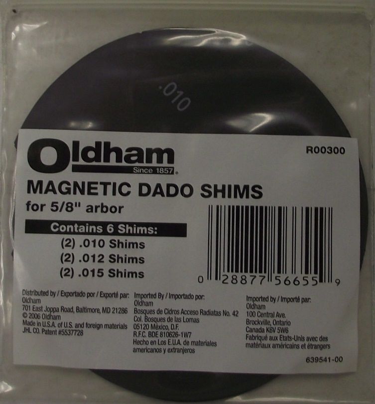 Oldham R00300 Magnetic Dado Shims 6pcs USA