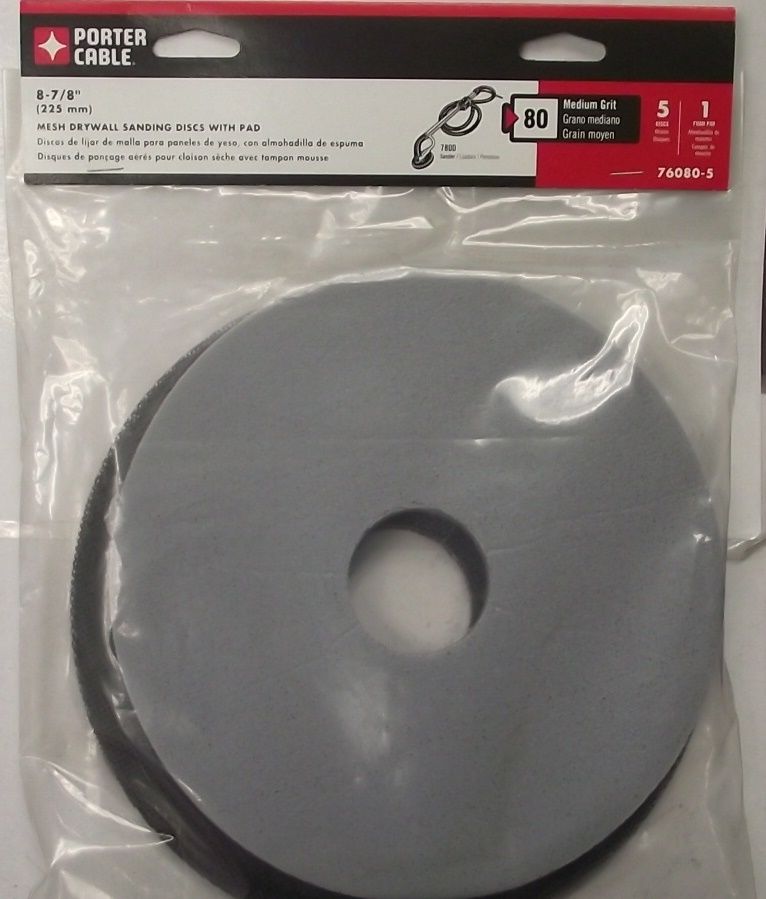 Porter Cable 76080-5 Drywall Mesh Discs With Pad 80g 5PK USA