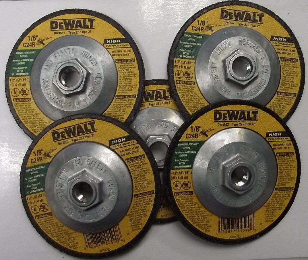 Dewalt DW4552 4-1/2'' x 1/8'' x 5/8''-11 Concrete Masonry Grinding Wheels 5 Pack