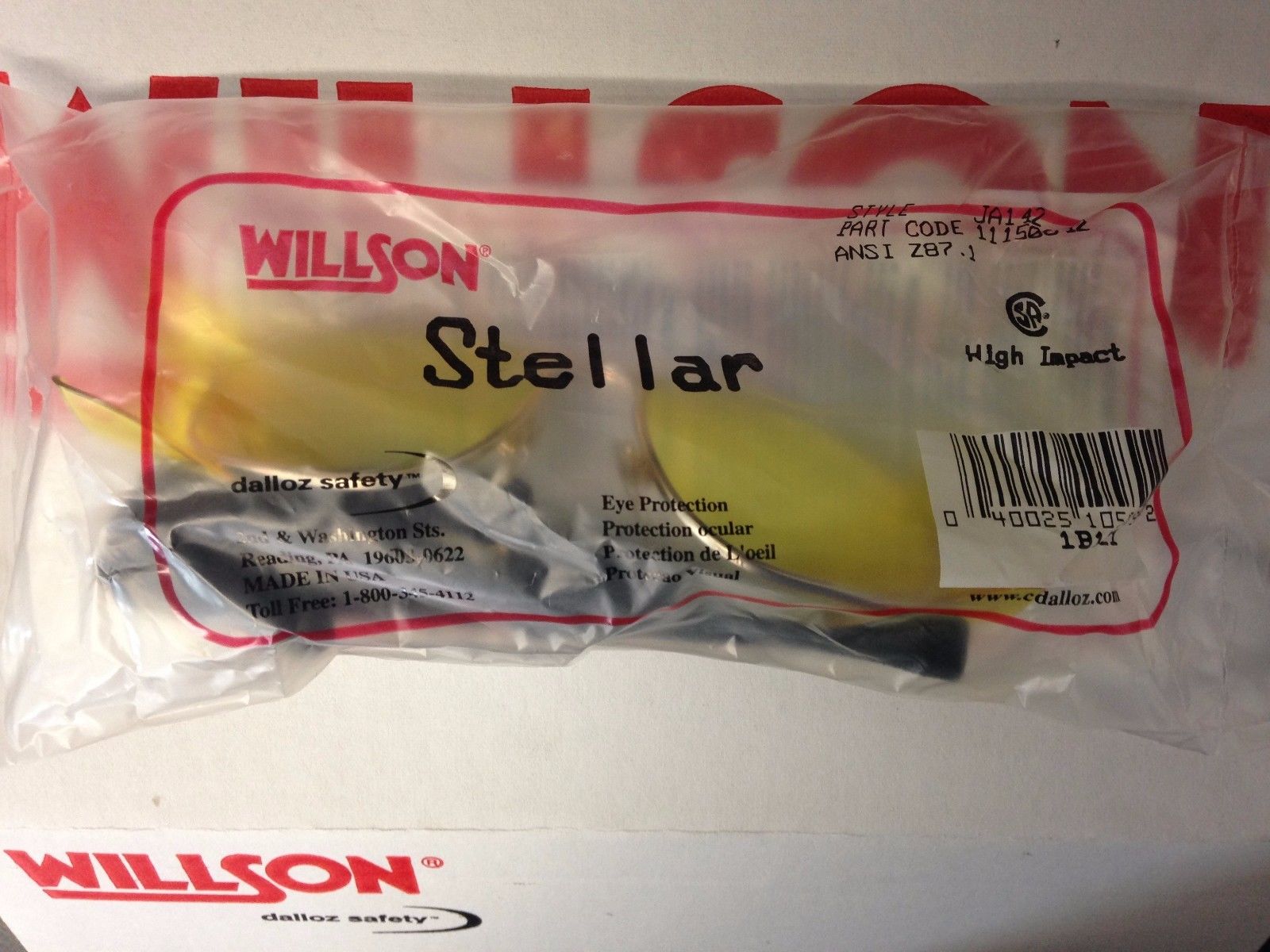 Willson Stellar  Frame Amber Lens Safety Glasses 10 Pairs 11150642