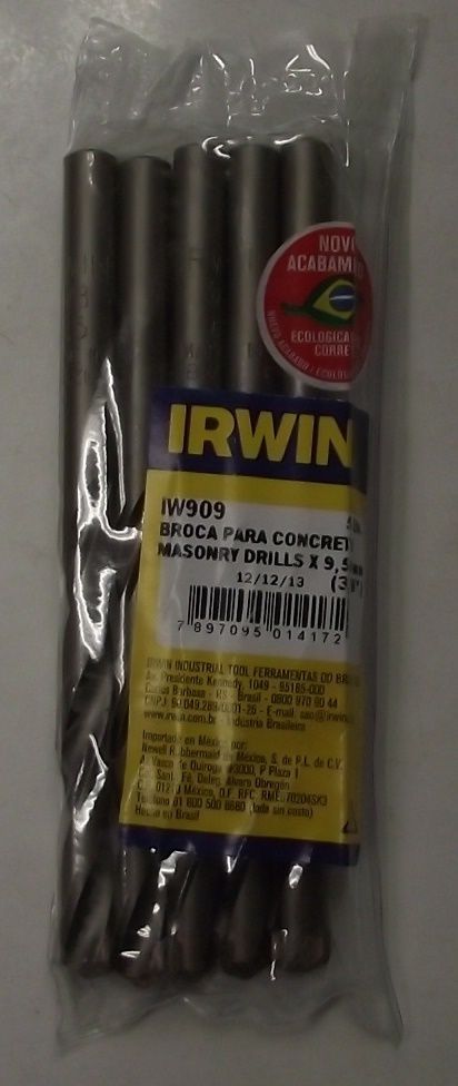 Irwin IW909 5pc 3/8" x 4-3/4 Rotary Hammer Drill Bits Carbide Tipped