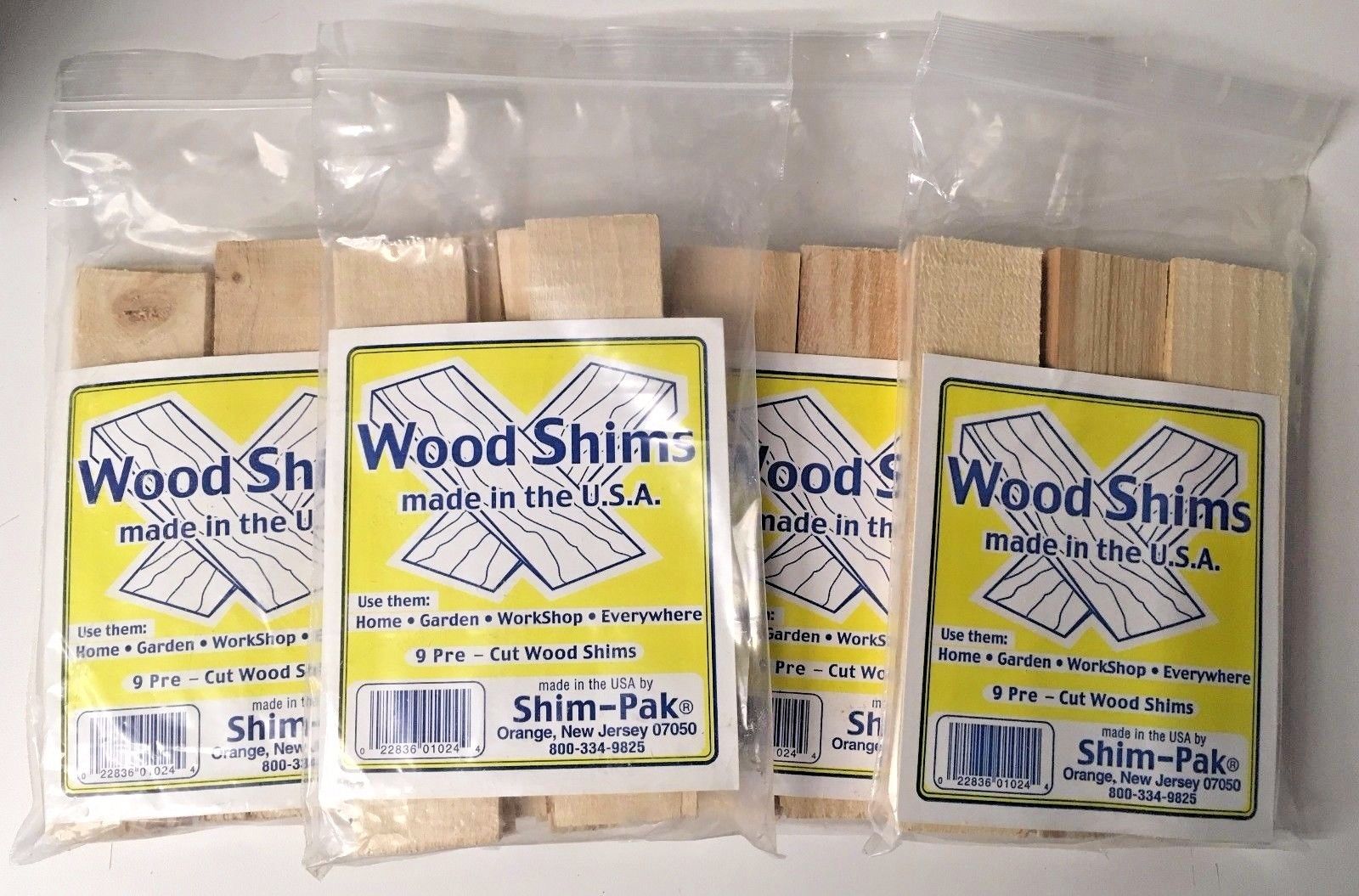 Shim-Pak Wood Shims 4 Packs of 9 Pre Cut Shims 01024 Home Garden Workshop USA
