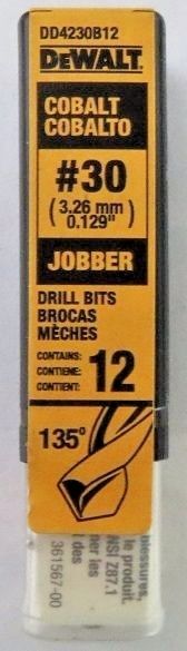 DeWalt DD4230B12 #30 Wire Cobalt Jobber Drill Bits 12 Germany
