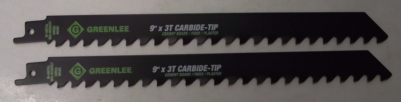 Greenlee 353-9535RCT 9" x 3TPI Carbide Tipped Recip Saw Blades 2pcs Bulk Swiss