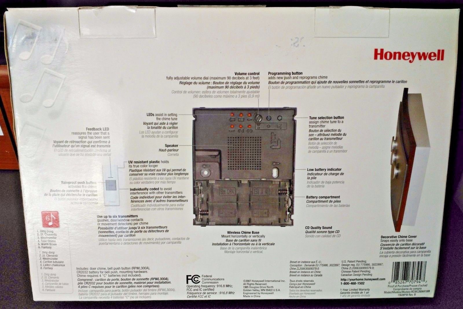 Honeywell RCWL3504A Decor Wireless Door Chime & Push Button