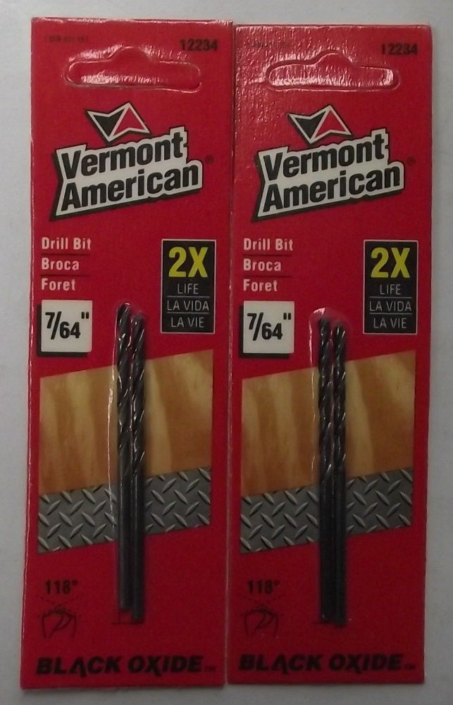 Vermont American 12234 Black Oxide Drill Bit 7/64" x 2-5/8" 2 - 2-Packs