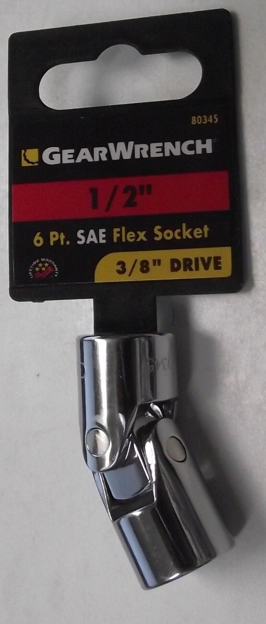 Gearwrench 80345 3/8" Drive 1/2" 6 Point Flex Socket