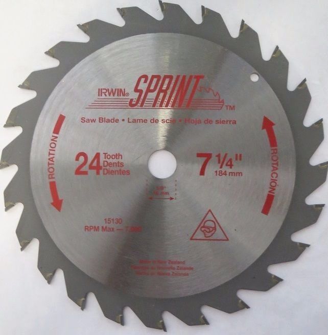 Irwin Sprint 15130 7-1/4" X 24 Tooth Carbide Saw Blade New Zealand Bulk