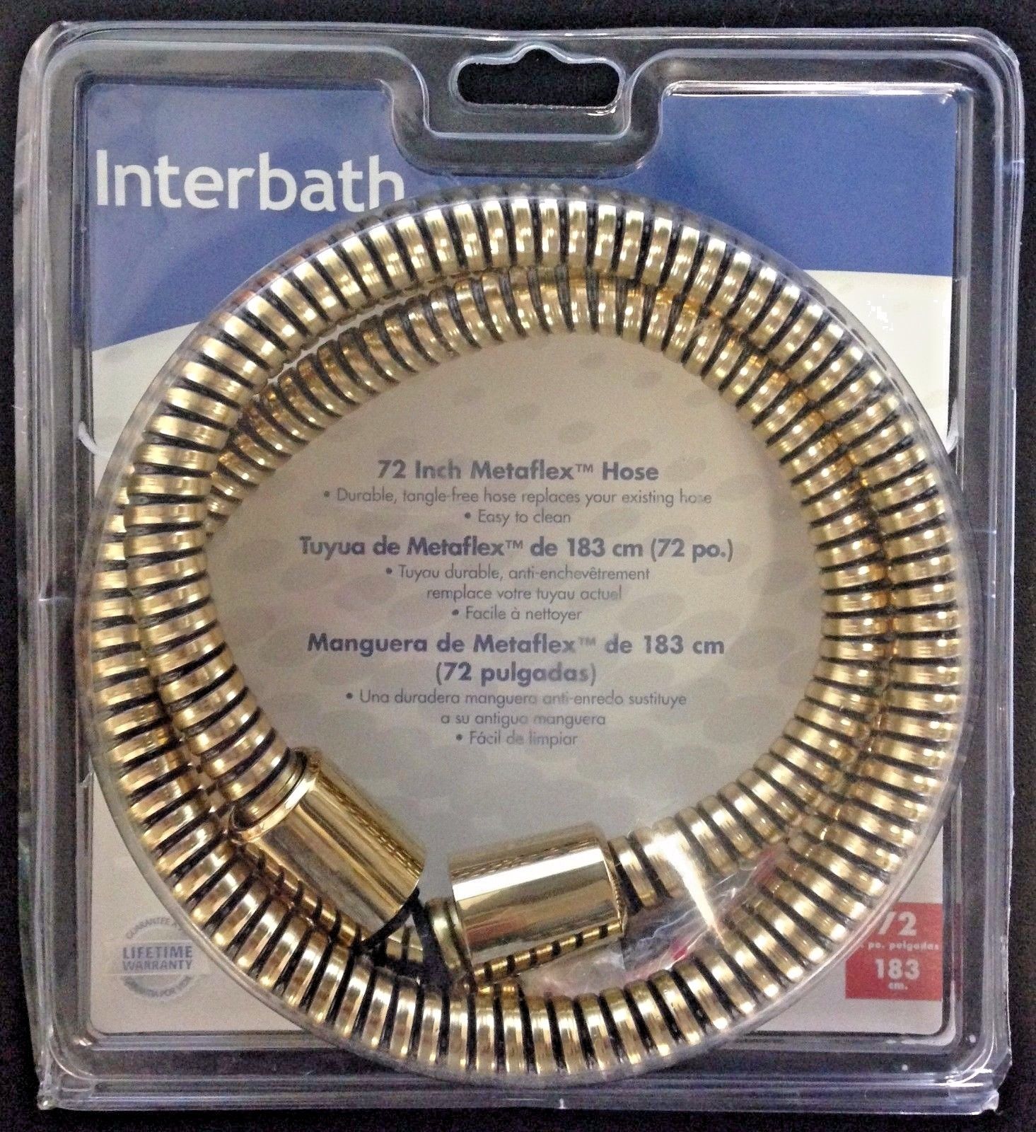 Interbath B28214PB 72" Metaflex Shower Hose Polished Brass USA