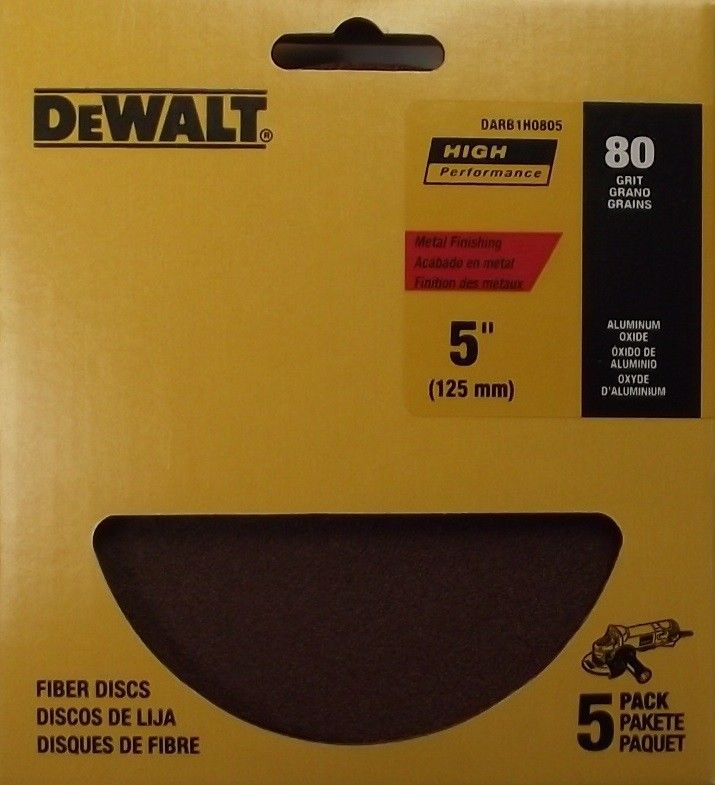 DEWALT DARB1H0805 5-Inch AO Fiber Resin Disc 80G 5-pack
