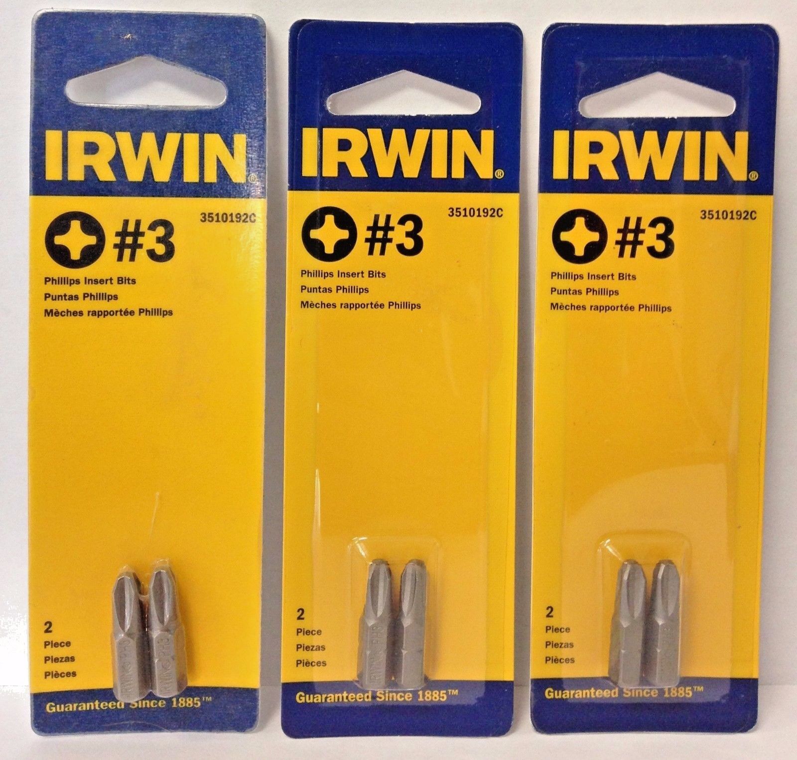 Irwin 3510192C #3 1" Phillips Insert Bits (3 Packs of 2 Bits)