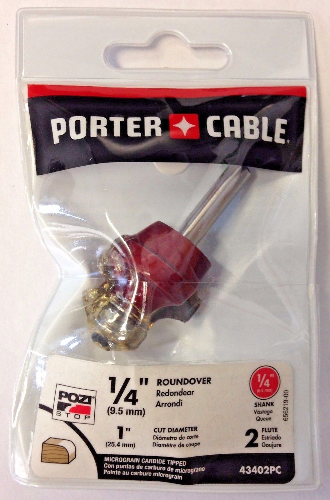 Porter Cable 43402PC 1/4" Roundover 2 Flute Carbide Tipped Router Bit