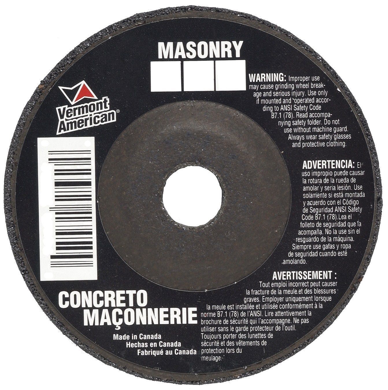 Vermont American 17457 4-1/2" x 1/8" x 7/8" Masonry Grinding Wheel Canada
