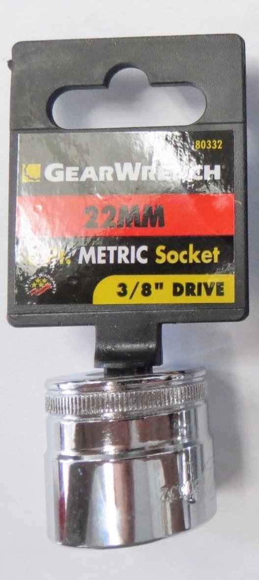 Gearwrench 80332 3/8" Drive 6 Point Standard Metric Socket 22mm