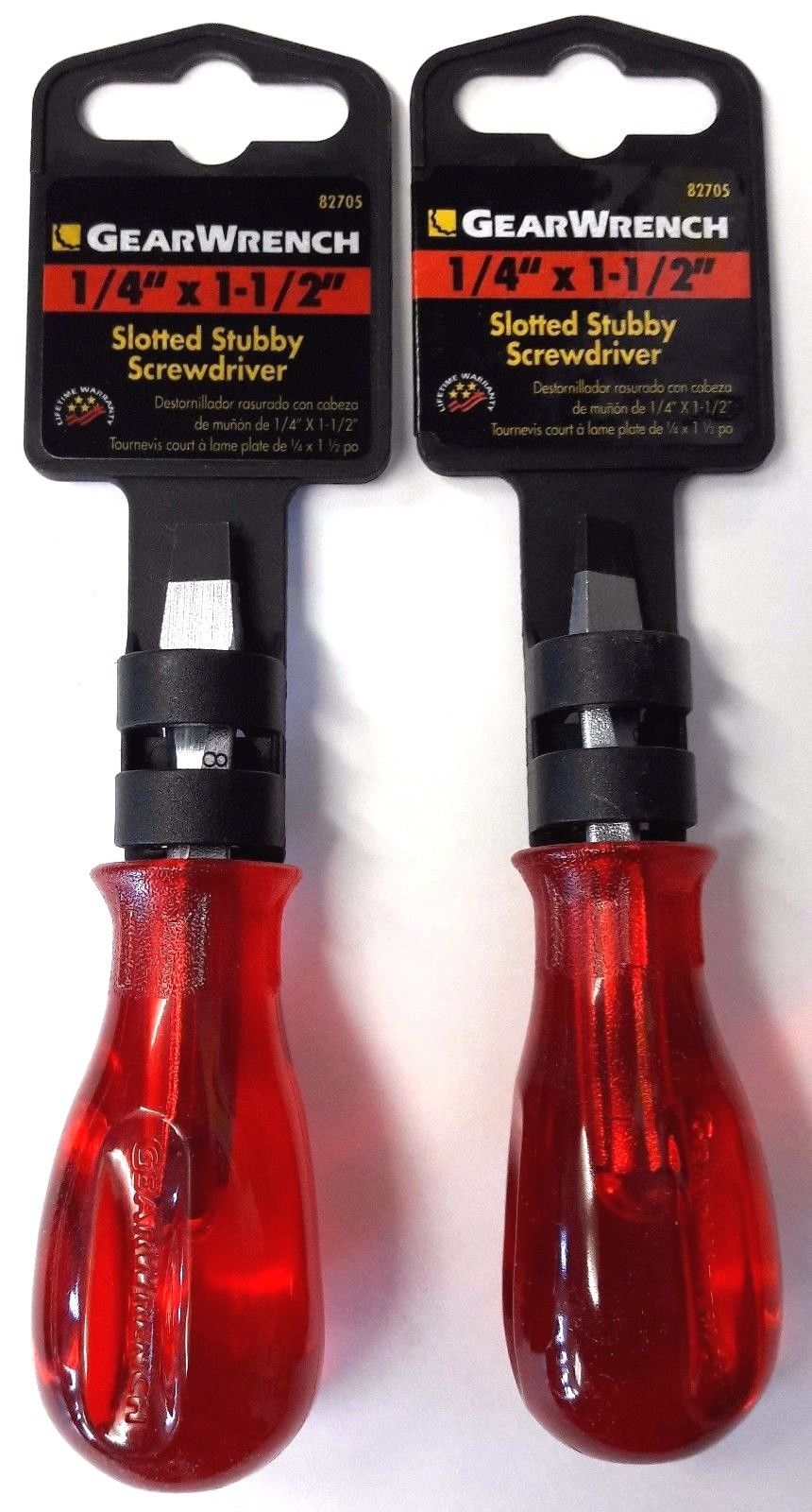 GearWrench 82705 1/4 x 1-1/2'' Stubby Slotted Screwdriver 2PCS