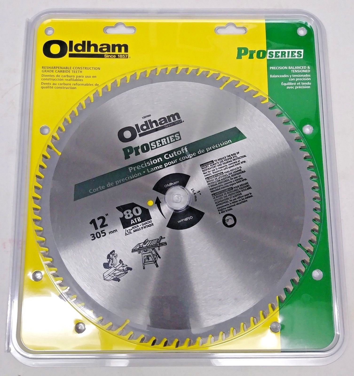 Oldham 1207980 12" x 80 ATB Pro Series Precision Cutoff Circular Saw Blade USA