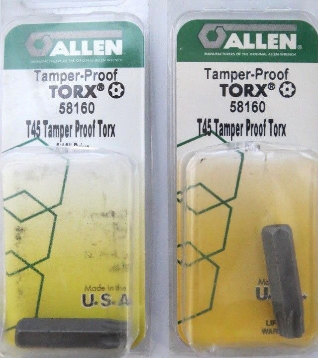 Allen 58160 T45 Tamper Proof Torx Bits 5/16" Drive 2 Packs USA