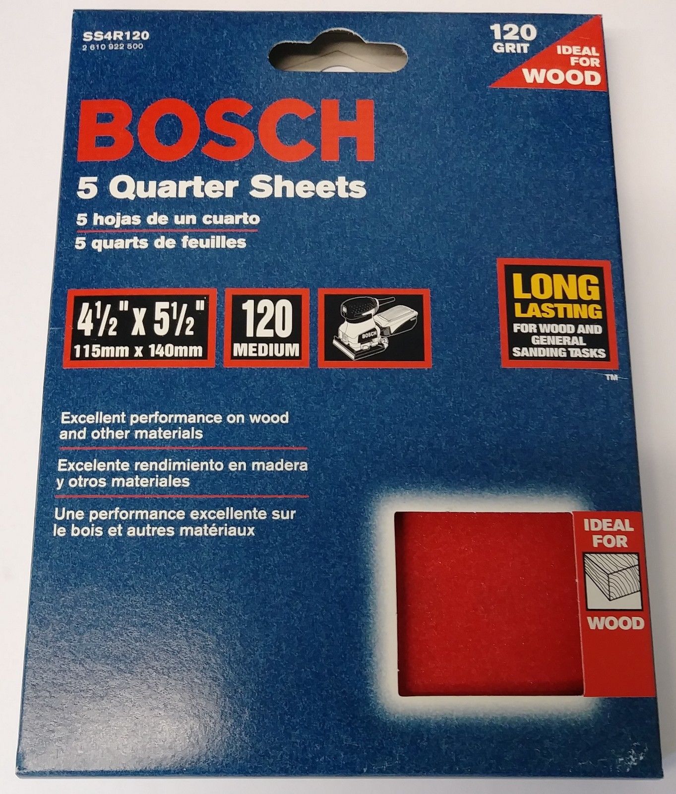 Bosch SS4R120 5 Piece 120 Grit 4-1/4" x 5-1/2" General Purpose Sanding Sheets