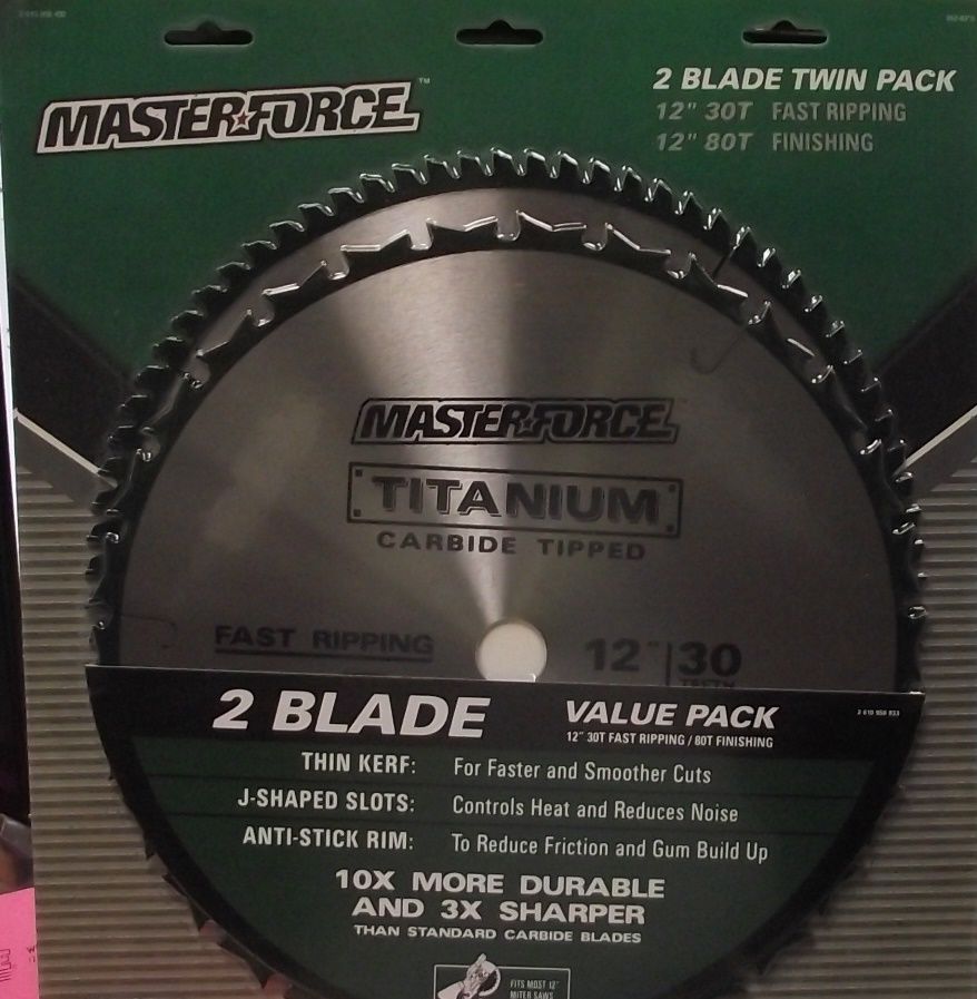 Masterforce 252-8310 12" x 30T + 12" x 80T Titanium Saw Blade 2 Pack