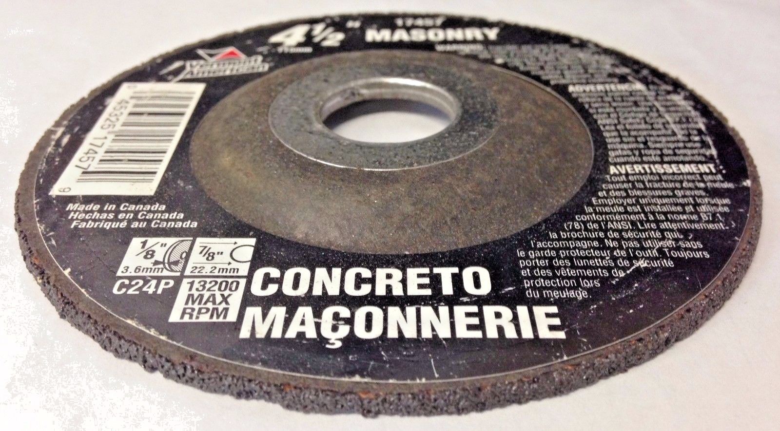 Vermont American 17457 4-1/2" x 1/8" x 7/8" Masonry Grinding Wheel Canada