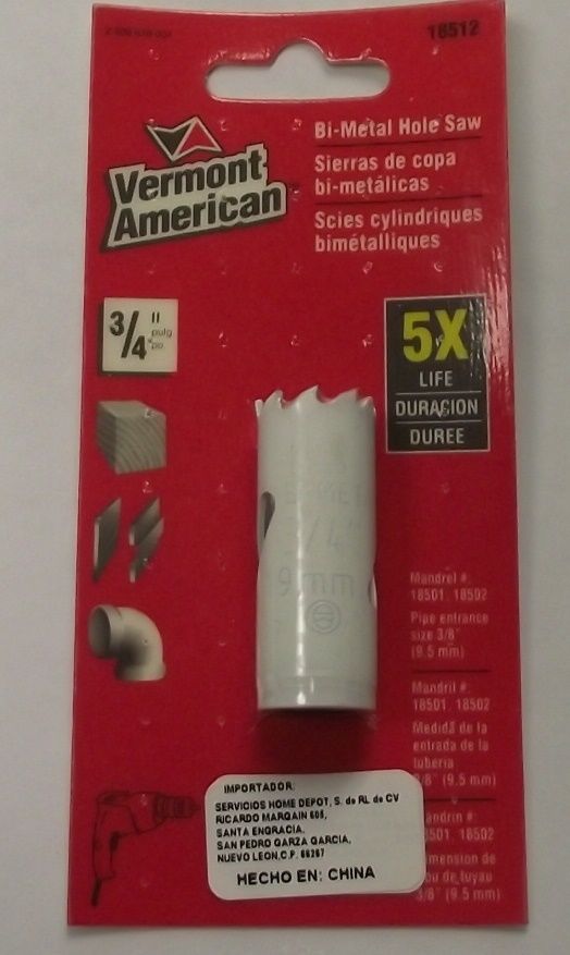 Vermont American 18512 3/4" Bi-metal Hole Saw
