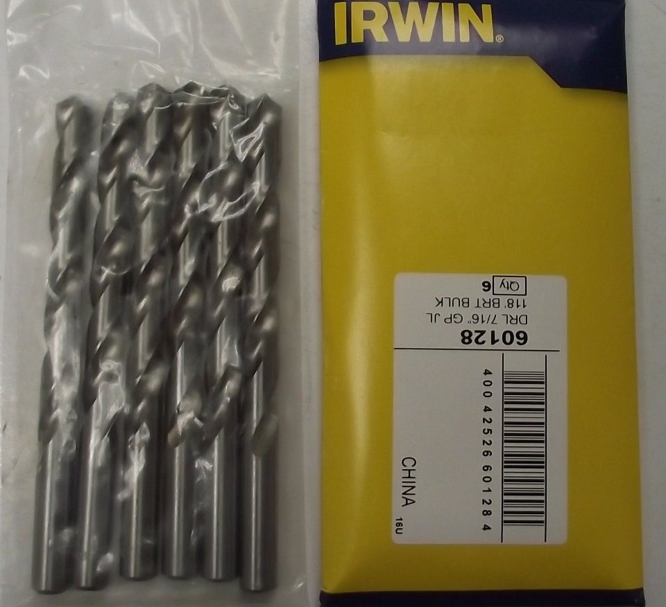 Irwin 60128 7/16" Bright 118 Degree Jobber Drill Bit 6 Pack