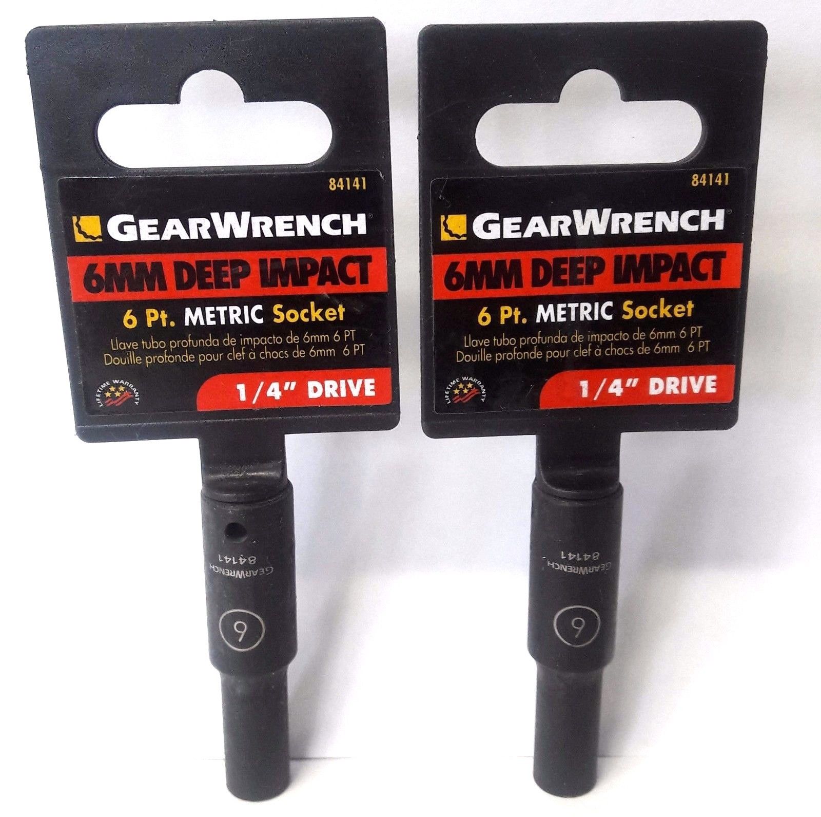 Gearwrench 84141 1/4" Drive 6 Point Deep Impact Socket 6mm 2PCS