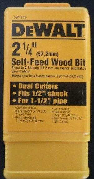 Dewalt DW1638 2-1/4" Self-Feed Wood Drill Bit