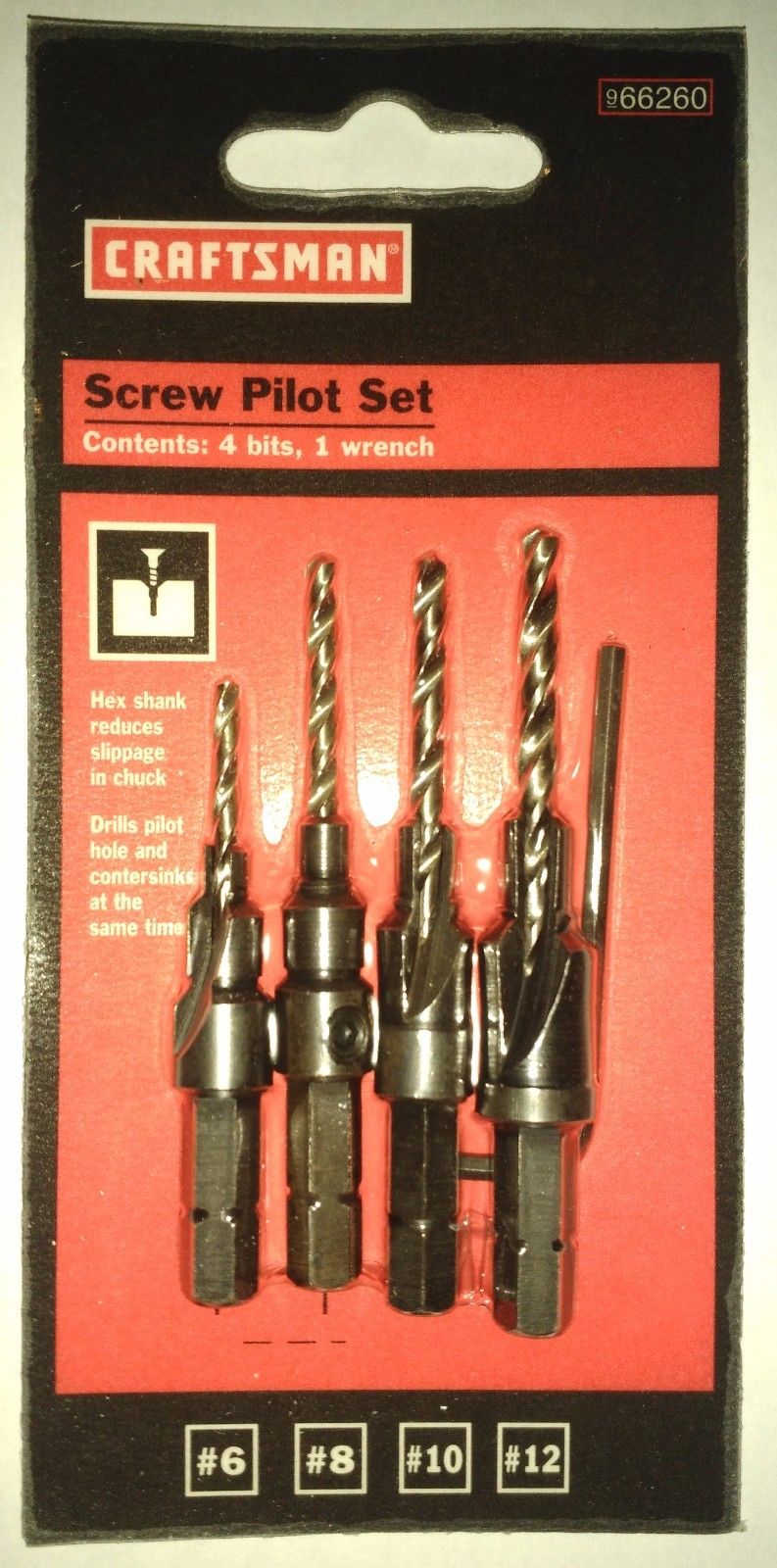Craftsman Screw Pilot 4 Piece Set (#6, #8, #10, & #12) 66260 USA