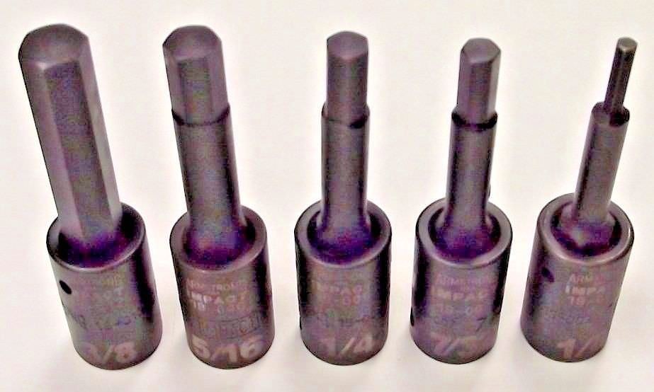 Armstrong 19-004-012 3/8" Drive 5 Piece SAE Impact Socket Hex Bits USA