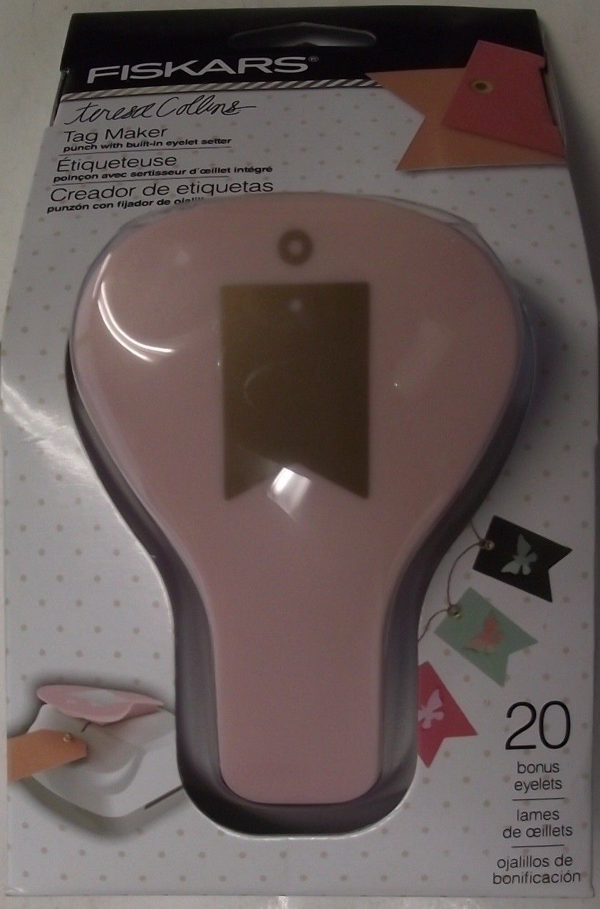 Fiskars 177060 Teresa Collins Banner Tag Maker With Eyelet Setter-Pink & White