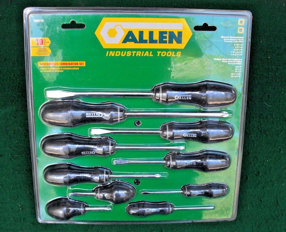 Allen 66617G 10 Piece Screwdriver Combination Set Phillips & Slotted