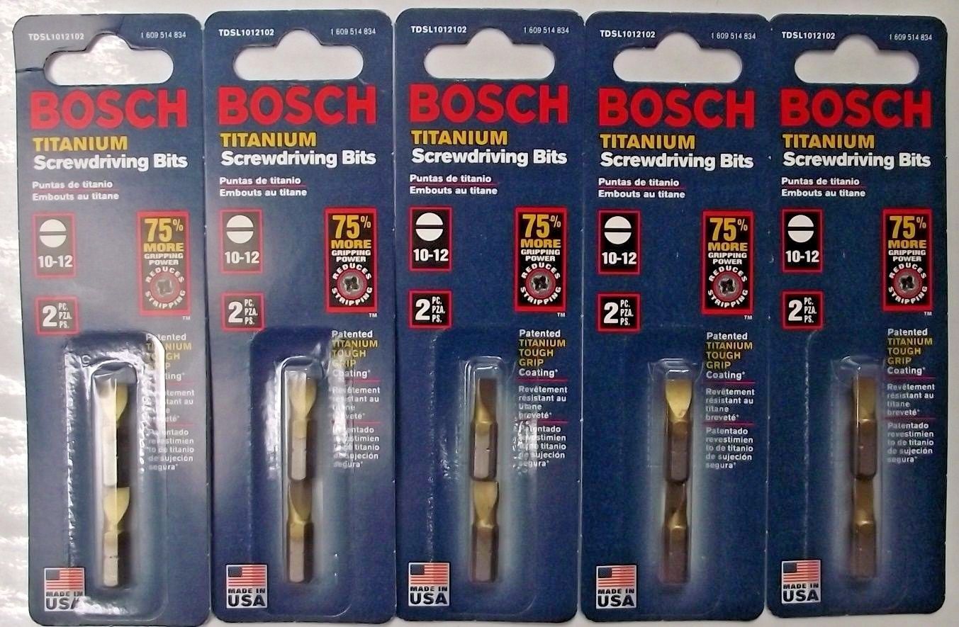 Bosch TDSL1012102 1 In. Titanium-Coated 10-12 Slotted Insert Bits 5-2pks USA