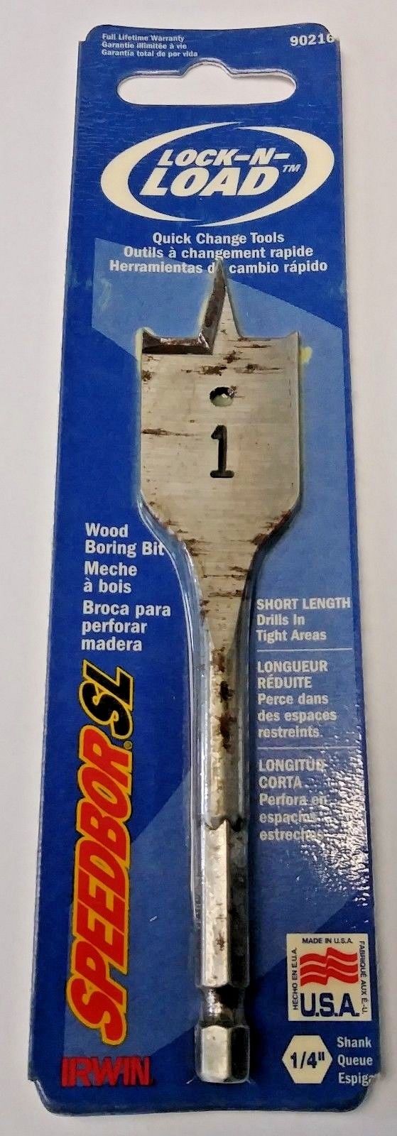 Irwin Speedbor SL 90216 1" Lock-N-Load Wood Boring Bit USA