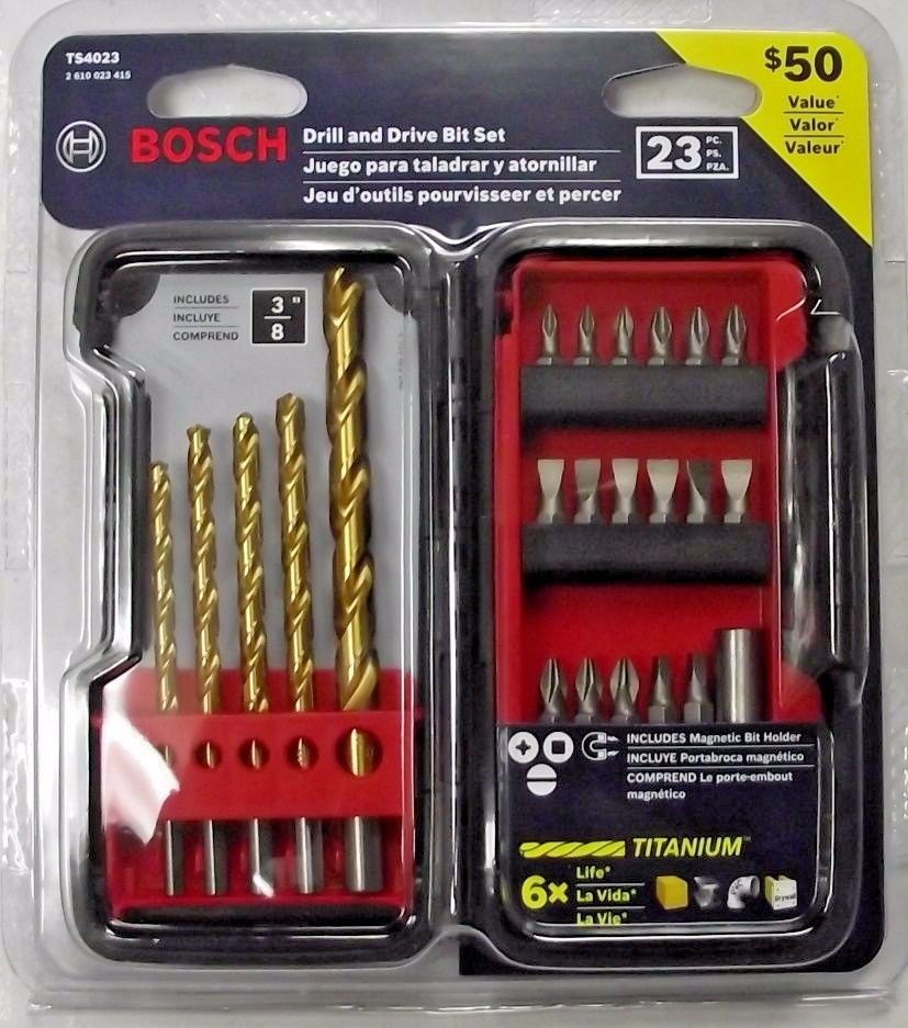 Bosch TS4023 23 Piece Titanium Drill Drive Bit Set Assortment Brute Tough Case