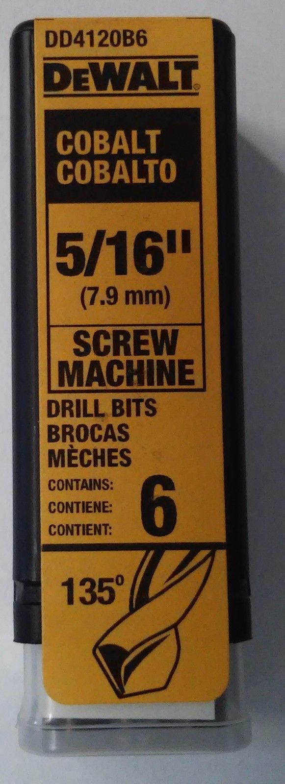 DeWalt DD4120B6 5/16" Cobalt Screw Machine Drill Bits 6Pcs. Germany