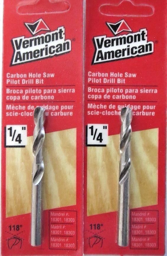 Vermont American 18304 Replacement Hole Saw Pilot Drill Bit Carded USA 2 Packs