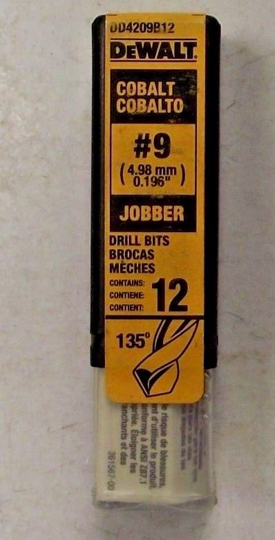 DeWalt DD4209B12 #9 Cobalt Jobber Drill Bits 12 Pack