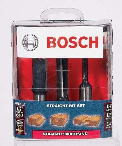 Bosch RBS022XW 3 Piece 1/2" Shank Straight / Mortising Router Bit Set USA