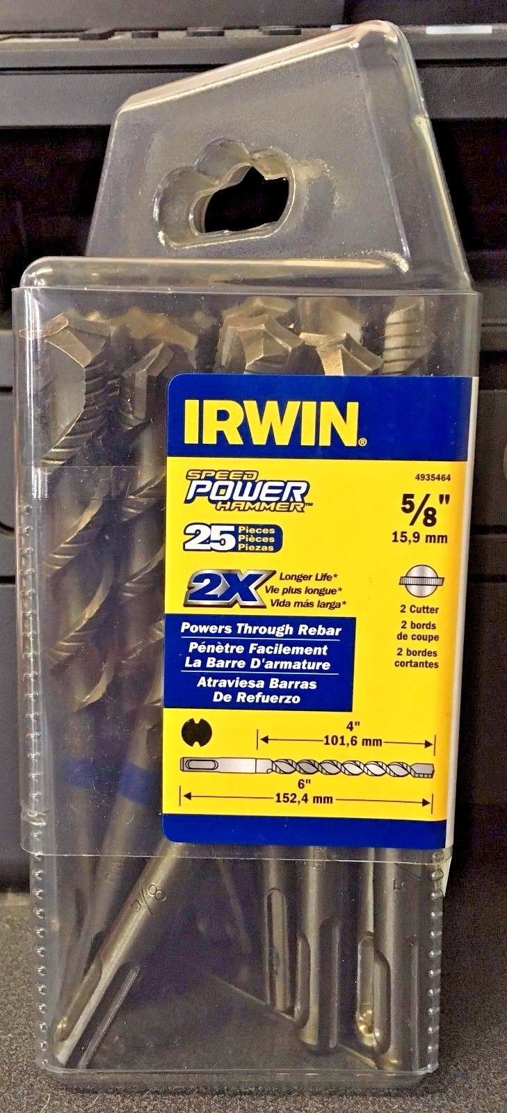 Irwin 4935464 5/8" x 4" x 6" SDS Speed Power Hammer Drill Bits 25 Pack