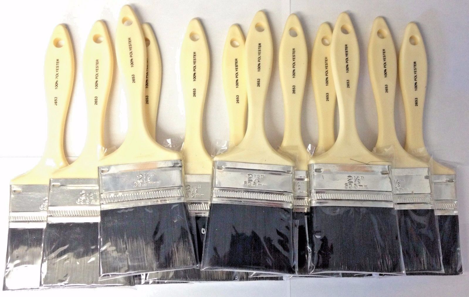 2-1/2" Polyester Bristle Chip Paint Brushes #2653-25 12 Pack