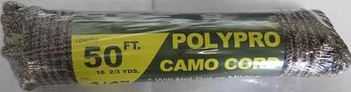 Polypro Camo Cord Rope 98483 50Ft x 1/4" DIA #8