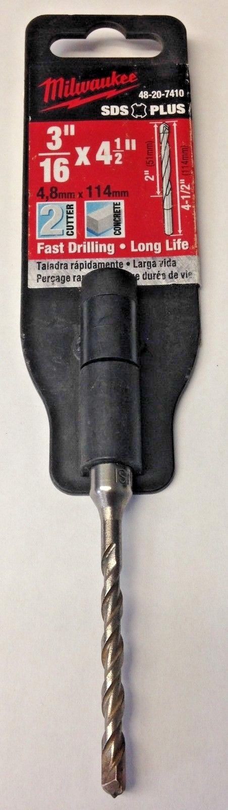 Milwaukee 48-20-7410 3/16" X 2" X 4" 2 Cutter SDS Plus Carbide Hammer Drill Bit