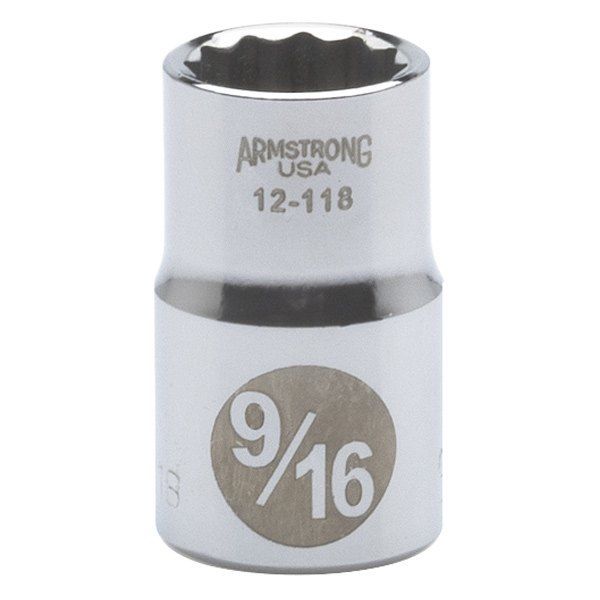 Armstrong 12-118 1/2" 9/16" Drive 12 Point Standard Socket USA