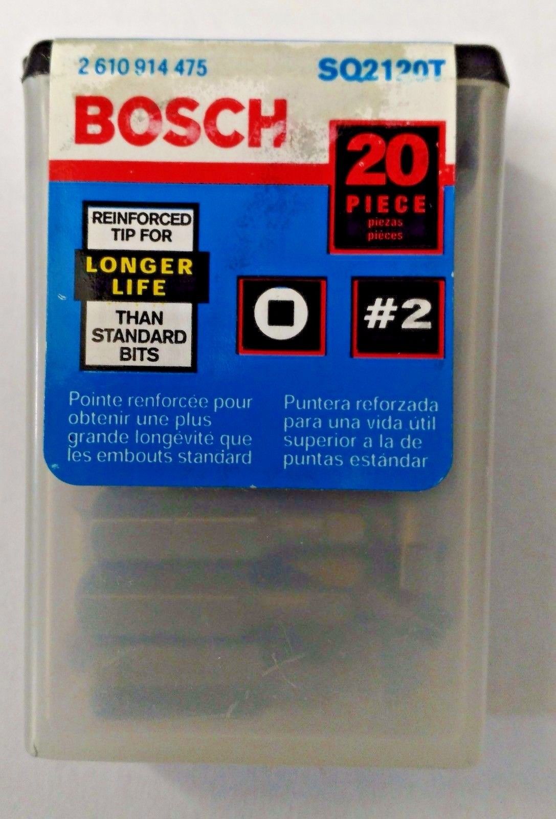 Bosch SQ2120T 20 Pack #2 Square Recess 1" Bit Tips USA