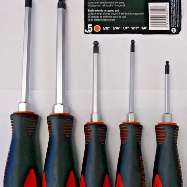 Mayhew Tools 66309 5-Piece SAE Hex Ball Driver Set – 5/32" To 3/8" Ball End Hex Keys