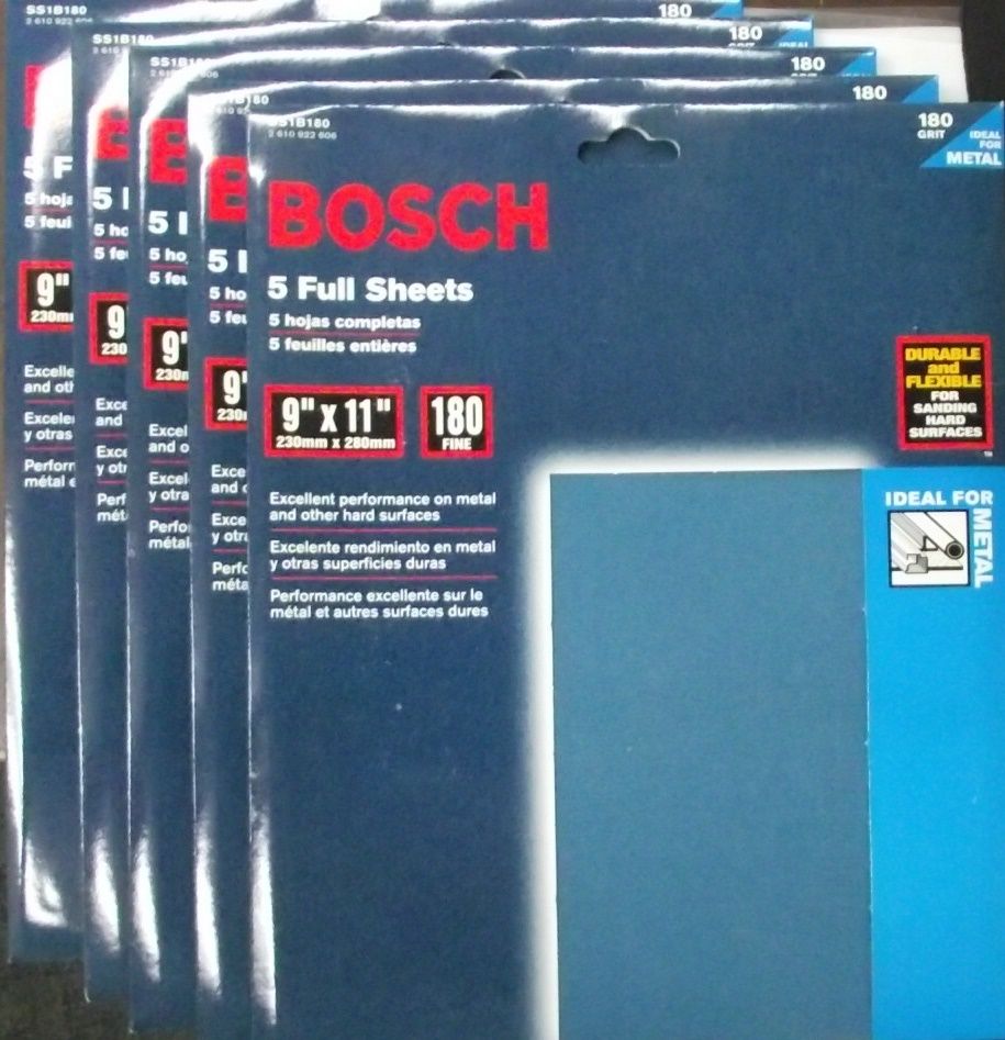 Bosch SS1B180 180 Grit 9 x 11 Sandpaper 5-5pks Italy