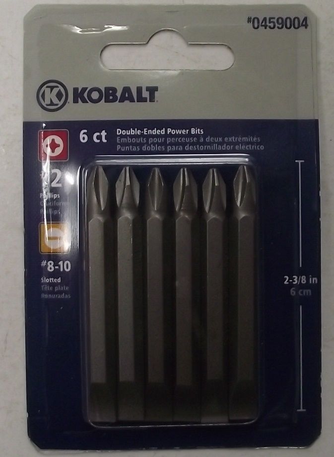 Kobalt 0459004 6-Pack #2 Phillips #8 Slotted Power Screw Bits