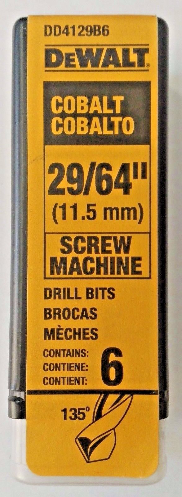 DeWalt DD4129B6 29/64" Cobalt Screw Machine Drill Bits Germany 6 Pack