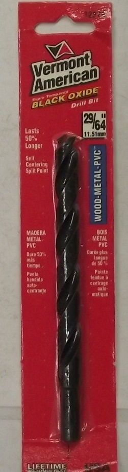 Vermont American 12278 29/64 Black Oxide Drill Bit USA